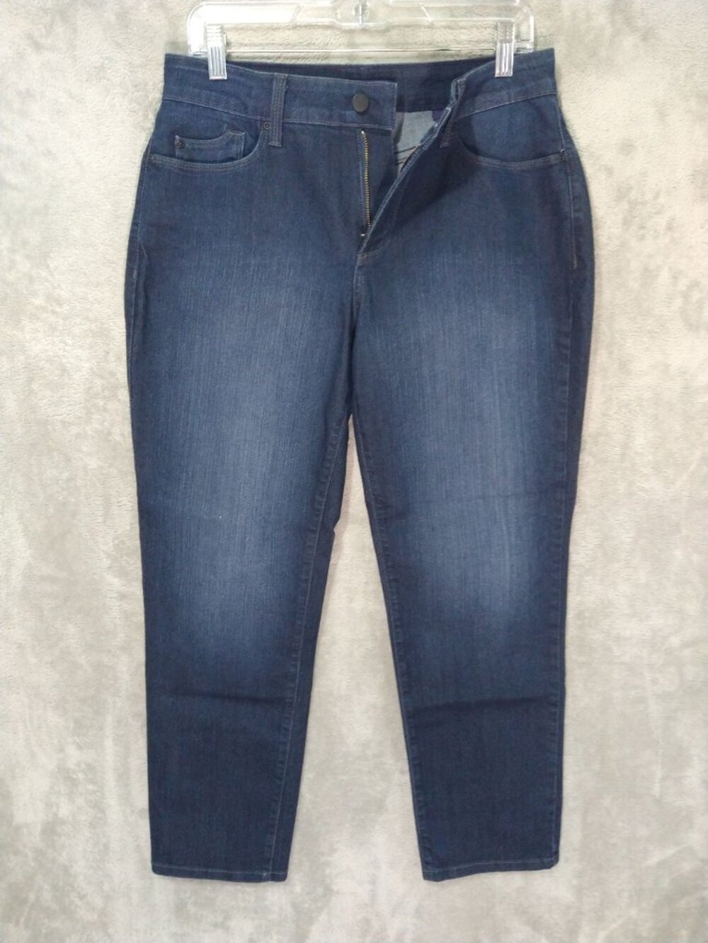 NYDJ Jeans Womens 8 Blue Denim Ankle Lift Tuck Stretch Medium Wash Mid Rise